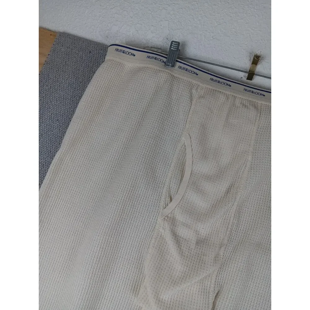 Vintage Fruit of the Loom Thermal‎ Long Johns Set Mens 2XL White Waffle Knit
